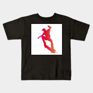 Skateboarder performing a trick Kids T-Shirt